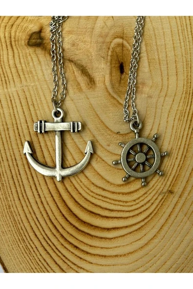 Çapa Dümen Gemi BFF 2li Zincir Kolye PYTKZNKLY171 ürün görseli