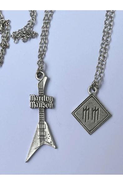 Marilyn Manson BFF 2li Rock Metal Grup Zincir Kolye PYTKZNKLY153 - 4