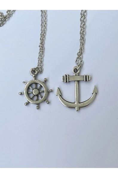 Çapa Dümen Gemi BFF 2li Zincir Kolye PYTKZNKLY171 - Resim 3