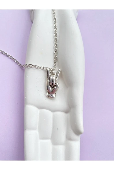 Rock El İşareti Zincir Kolye PYTKZNKLY86 - Resim 3