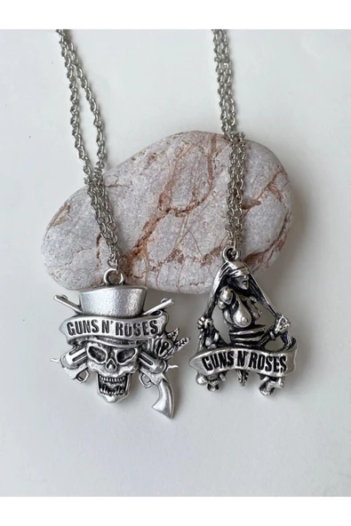 Guns'n Roses Kolye Rock 2li Bff Best Friends Zincir Kolye Pytkznbfkl11 - Resim 3
