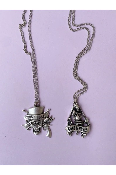 Guns'n Roses Kolye Rock 2li Bff Best Friends Zincir Kolye Pytkznbfkl11 - Resim 4