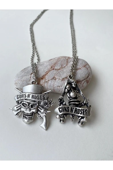 Guns'n Roses Kolye Rock 2li Bff Best Friends Zincir Kolye Pytkznbfkl11 - Resim 2