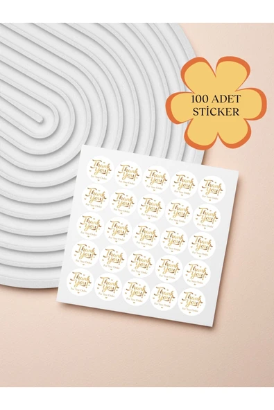 100 Adet Teşekkür Ederiz Stickers Paketleme Kargo Çıkartma PYT0KSTK132 - 1