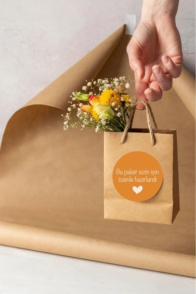 Bu Paket Sizin İçin Özenle Hazırlandı Thank You Teşekkür Stickers Çıkartma PYTKSTK077 - 2