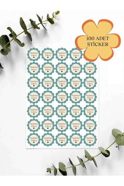 100 Adet Teşekkür Ederiz Stickers Paketleme Kargo Çıkartma PYT0KSTK137