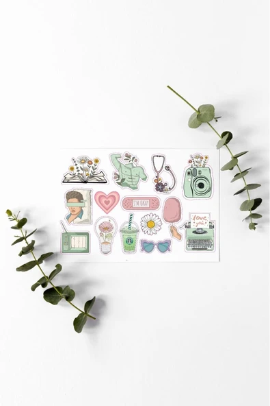 Vintage Karışık Tasarımlı A5 Stickers Çıkartma PYTKSTK067 - 2