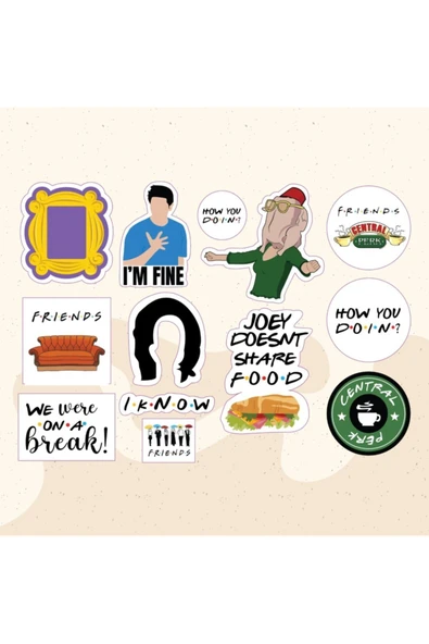 Friends Dizi Karışık Tasarımlı A5 Stickers Çıkartma Pytkstk033 - 1