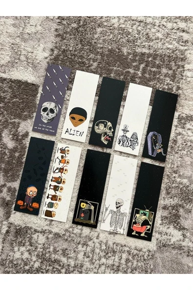 Kurukafa Skull Iskelet Renkli Karışık 10 Adet Kitap Ayraç Seti Pytkayrac113 - 2