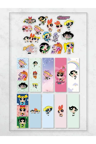 Powerpuff Girls Kitap Ayraç Ve Stickers Çıkartma Seti PYTKSTKRYRC47