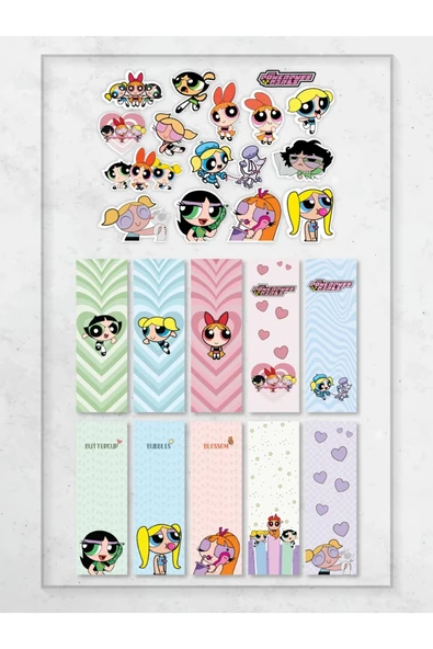 Powerpuff Girls Kitap Ayraç Ve Stickers Çıkartma Seti PYTKSTKRYRC46