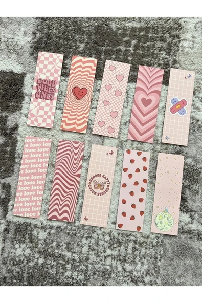 Pembe Tasarım Renkli Karışık 10 Adet Kitap Ayraç Seti Pytkayrac105 - 2