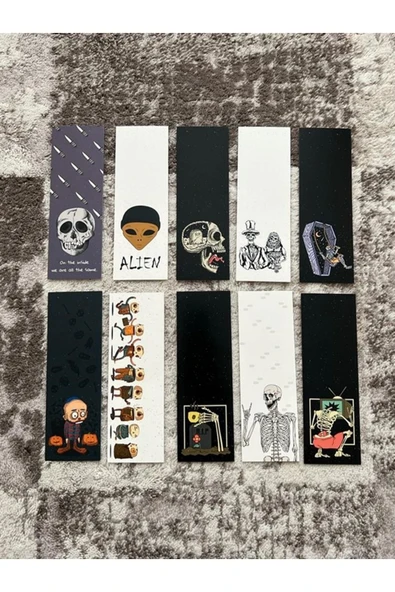 Kurukafa Skull Iskelet Renkli Karışık 10 Adet Kitap Ayraç Seti Pytkayrac113