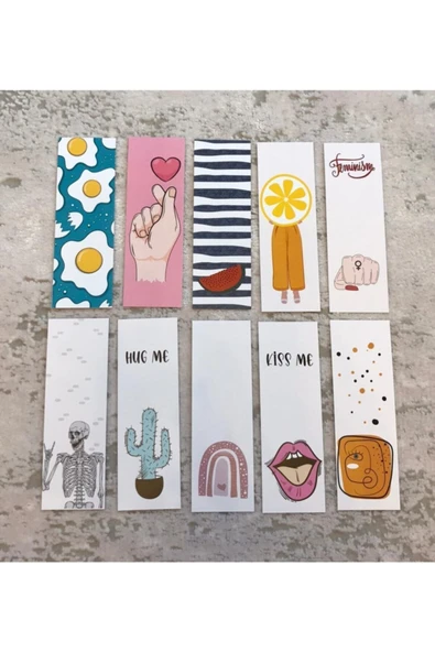 Renkli Karışık 10'lu Desenli Kitap Ayraç Seti Pytkkayr0024
