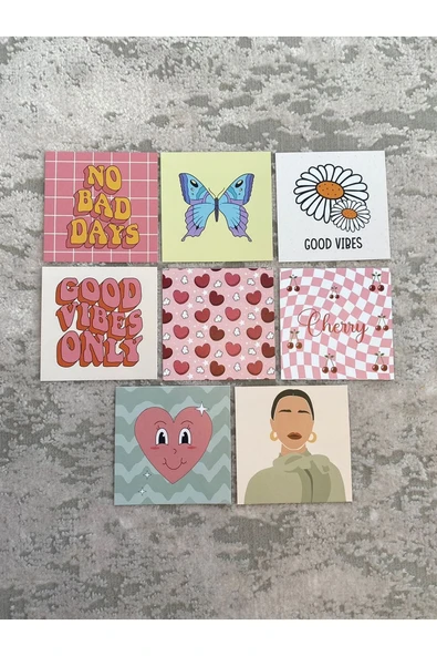Renkli Karışık Tasarımlı 8 Adet 7-7cm Motto Kitap Ayraç Seti PYTKMTT031