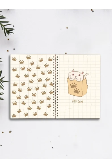 Kedi Meow Defter Spiralli A5 96 Yaprak Çizgisiz Defter Pytkdftr316 ürün görseli