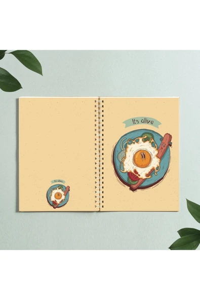 Yumurta It's Olive Karikatür Tasarım Spiralli A5 96 Yaprak Çizgisiz Defter Pytkdt0324