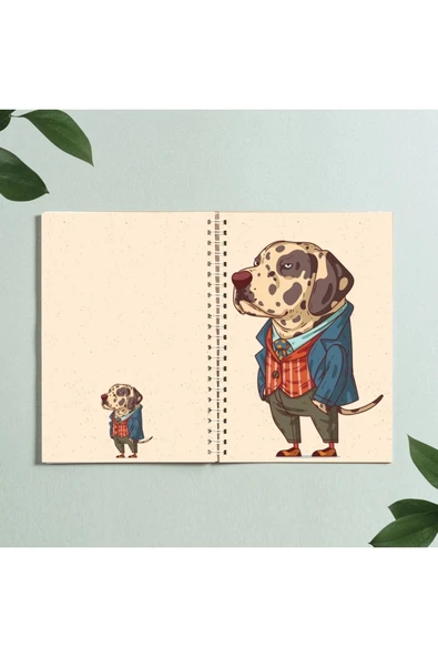 Köpek Karikatür Hayvan Tasarım Spiralli A5 96 Yaprak Çizgisiz Defter Pytkdt0316