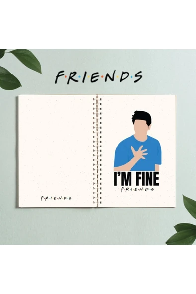 Friends Dizi I'm Fine Defter Tasarım Spiralli A5 96 Yaprak Çizgisiz Defter Pytkdt0281
