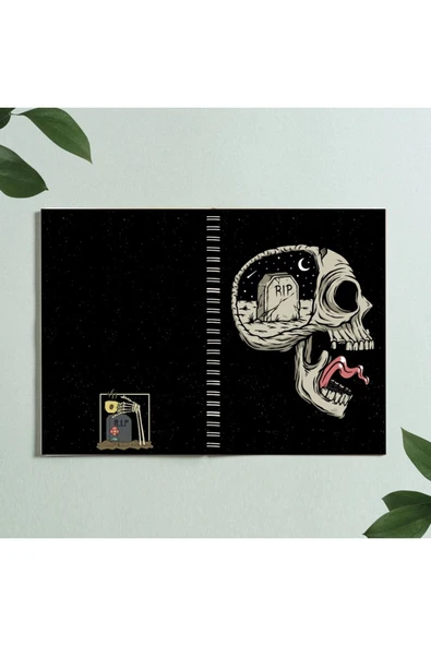 Kurukafa Iskelet Skull Rıp Tasarım Spiralli A5 96 Yaprak Çizgisiz Defter Pytkdt0318 ürün görseli