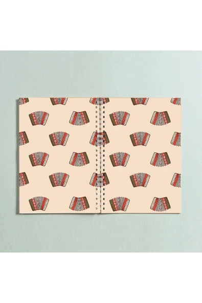 Akordiyon Müzik Aleti Tasarım Spiralli A5 96 Yaprak Çizgisiz Defter Pytkdt0201 ürün görseli