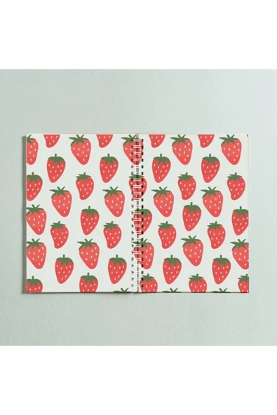 Çilek Tasarım Spiralli A5 96 Yaprak Çizgisiz Defter Pytkdt0202