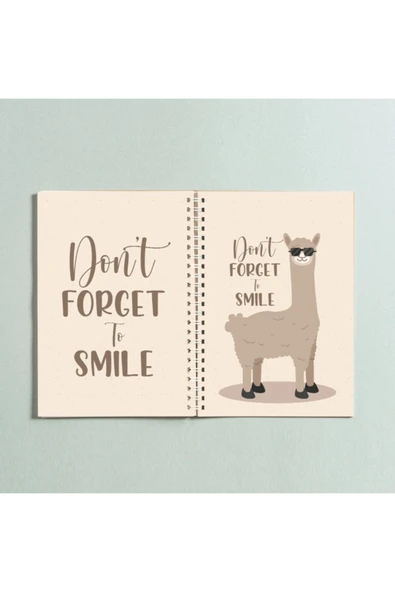 Lama Don't Forget To Smile Tasarım Spiralli A5 96 Yaprak Çizgisiz Defter Pytkdt0261 ürün görseli