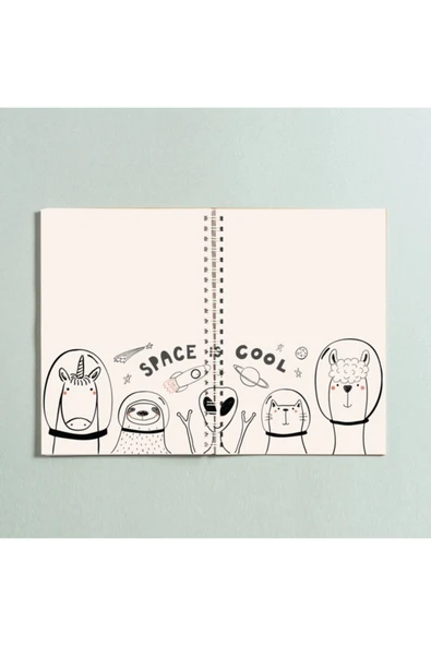 Space Cool Uzaylı Tasarım Spiralli A5 96 Yaprak Çizgisiz Defter Pytkdt0264