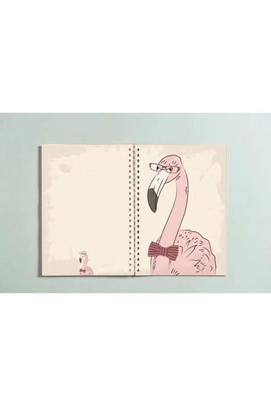 Flamingo Tasarımlı Spiralli A5 96 Yaprak Çizgisiz Defter Pytkdt0151