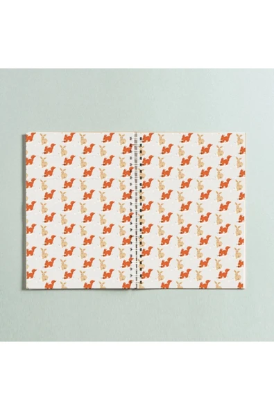 Turuncu Sincap Tavşan Yazılı Tasarım Spiral A5 96 Yaprak Çizgisiz Defter Pytkdt0174
