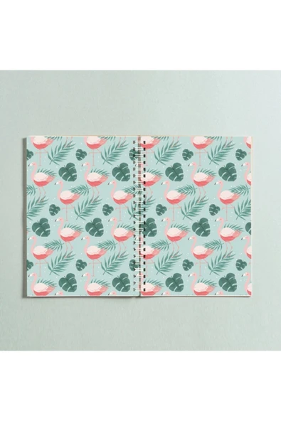 Flamingo Yaprak Tasarım Spiralli A5 96 Yaprak Çizgisiz Defter Pytkdt0206 ürün görseli