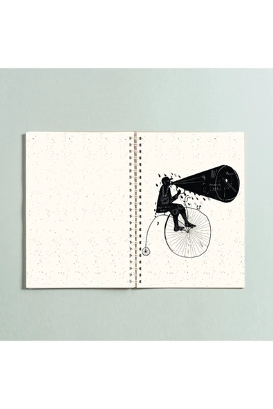 Bisiklet Adam Tasarımlı Spiralli A5 96 Yaprak Çizgisiz Defter ürün görseli