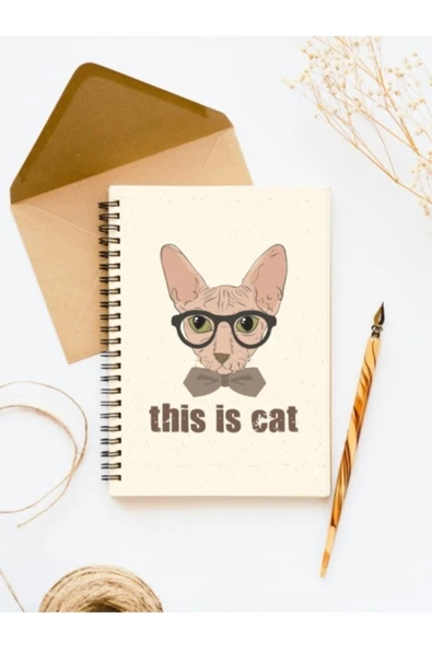 Kedi Baskı Spiralli A5 96 Yaprak Çizgisiz 2li Tasarım Defter Pytkdt0109 - 3