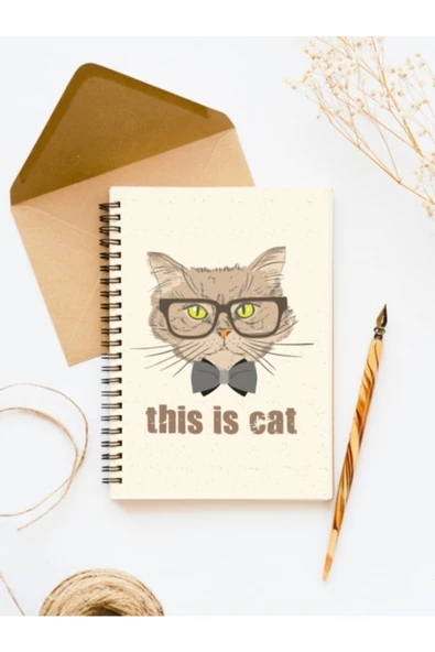 Kedi Baskı Spiralli A5 96 Yaprak Çizgisiz 2li Tasarım Defter Pytkdt0109 - 2