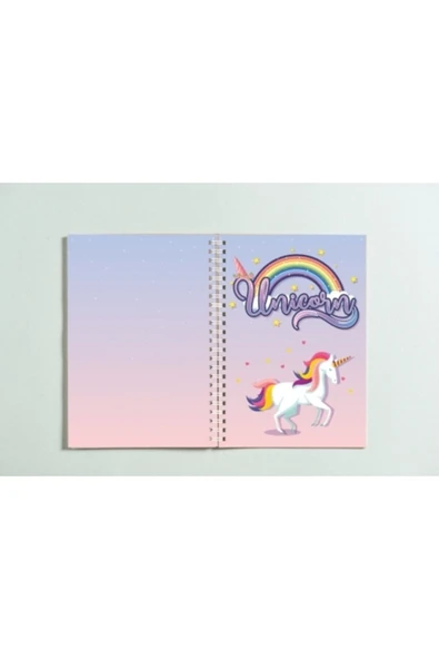 Unicorn Baskılı Spiralli A5 96 Yaprak Çizgisiz Tasarım Defter Pytkdt0122