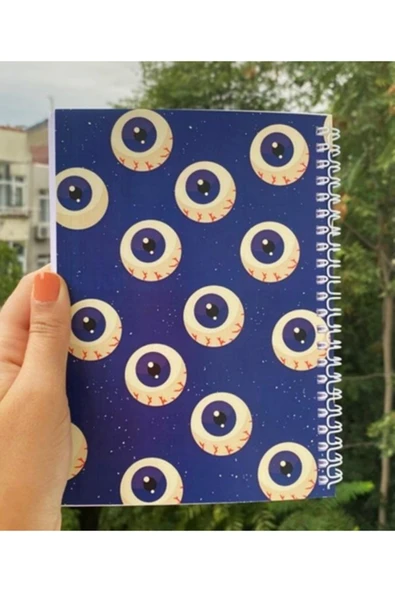 Göz Baskılı Spiralli A5 96 Yaprak Çizgisiz Tasarım Defter Pytkdt096 - Resim 3
