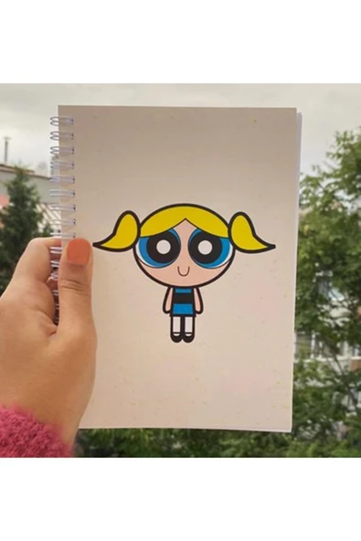 Powerpuff Girls Bubbles Baskılı Spiralli A5 96 Yaprak Çizgisiz Tasarım Defter Pytkdt0130 - Resim 2