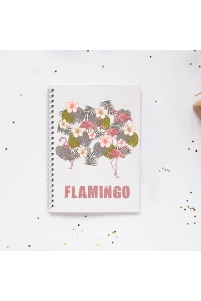 Flamingo Çiçek Spiral Telli 96 Yaprak Çizgisiz Defter Pytkdt052