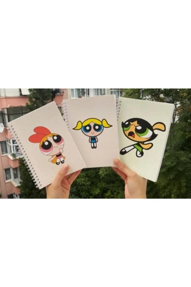 Powerpuff Girls Blossom Bubbles Buttercup A5 96 Yaprak Çizgisiz Bff 3lü Tasarım Defter Pytkdt0131