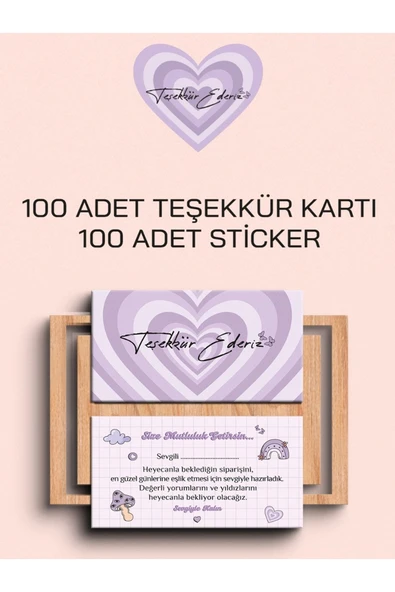 100 Adet Teşekkür Kartı ve 100 adet Teşekkür Sticker PYTKSVTK30