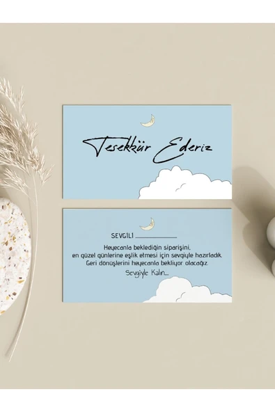 50 Adet Çift Yön Kargo Paketleme Teşekkür Kartı Thank You Cart PYTKTSKK50