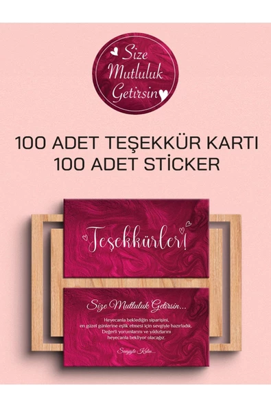 100 Adet Teşekkür Kartı ve 100 adet Teşekkür Sticker PYTKSVTK27