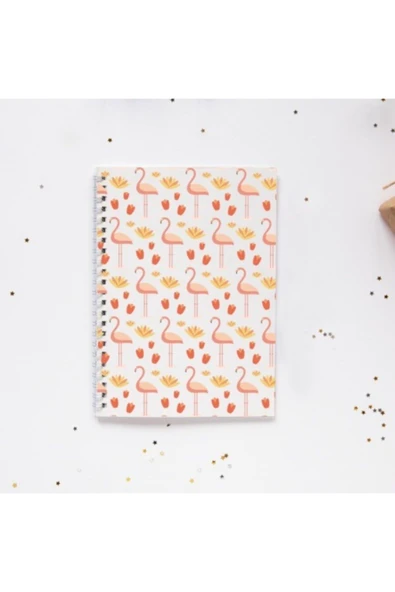 Flamingo Baskılı Spiral Telli A5 96 Yaprak Çizgisiz Defter Pytkdt051