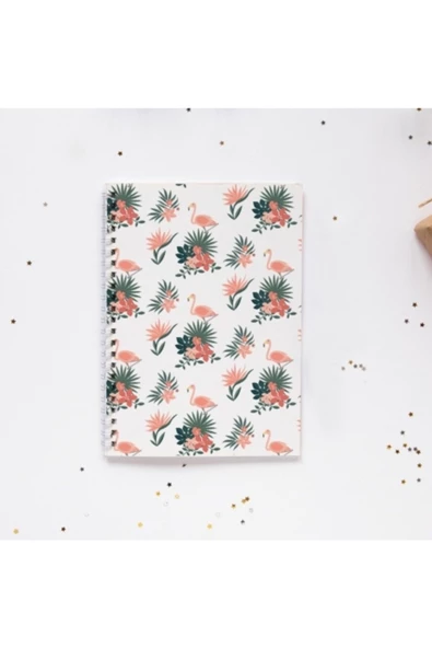 Flamingo Çiçek Spiral Telli 96 Yaprak Çizgisiz Defter Pytkdt053