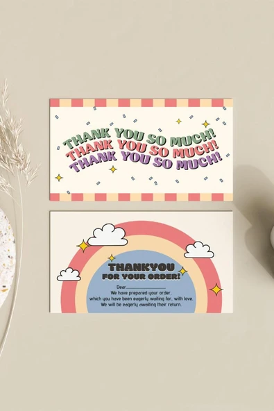 50 Adet Çift Yön Kargo Paketleme Teşekkür Kartı Thank You Cart PYTKTSKK62