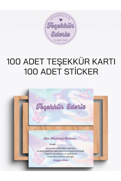 100 Adet Teşekkür Kartı ve 100 adet Teşekkür Sticker PYTKSVTK28