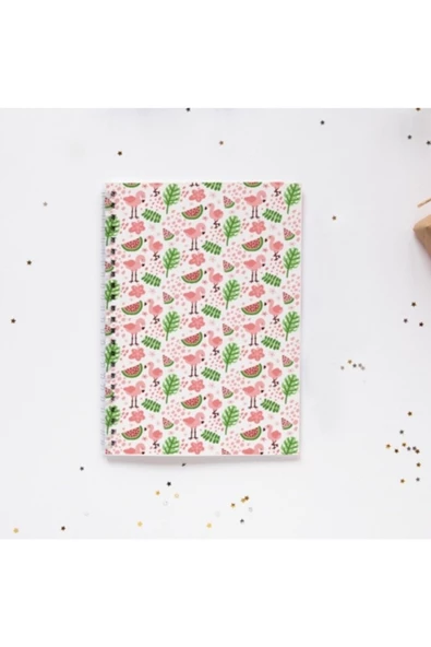 Flamingo Karpuz Çiçek Spiralli  Çizgisiz Defter Pytkdt060 96 Yaprak