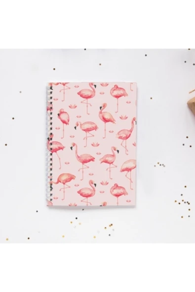 Flamingo Baskılı Spiral Telli 96 Yaprak Çizgisiz Defter Pytkdt050