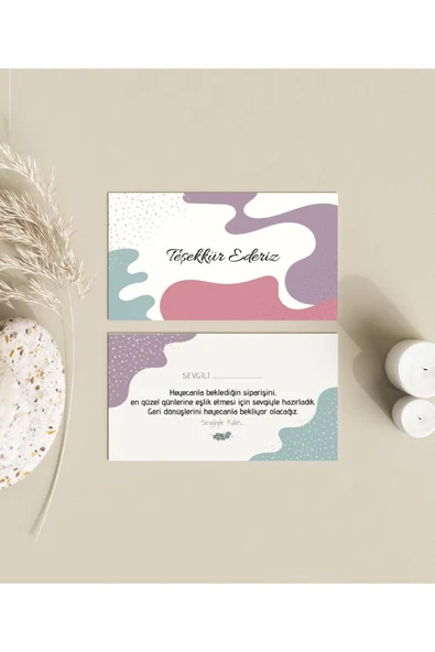 Çift Yön Çiçek Teşekkür Kartı Thank You Cart PYTKTSKK24 - 3