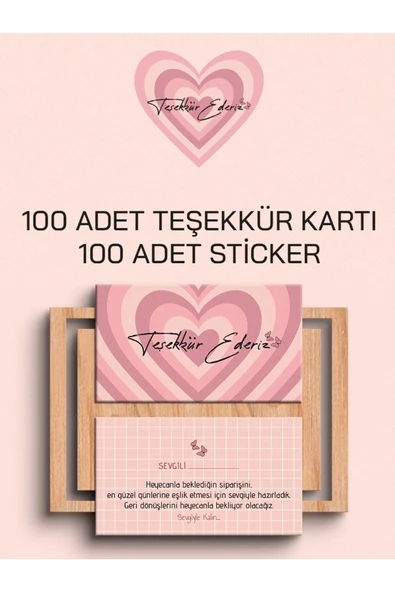 100 Adet Teşekkür Kartı ve 100 adet Teşekkür Sticker PYTKSVTK24